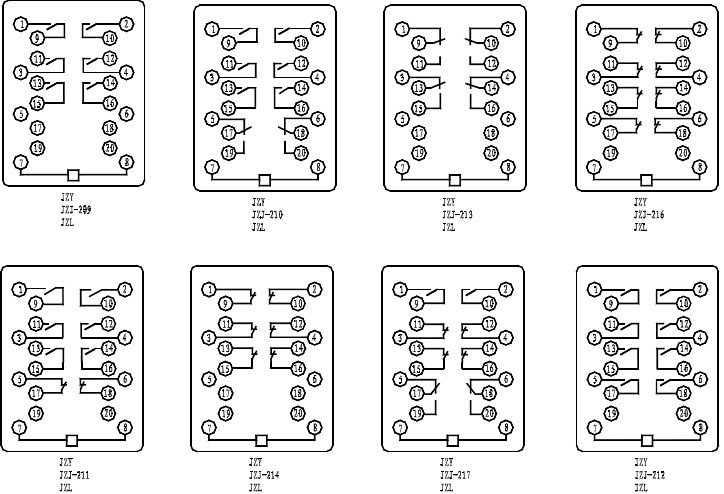 JZJ-203,JZY-203中間繼電器接線圖圖