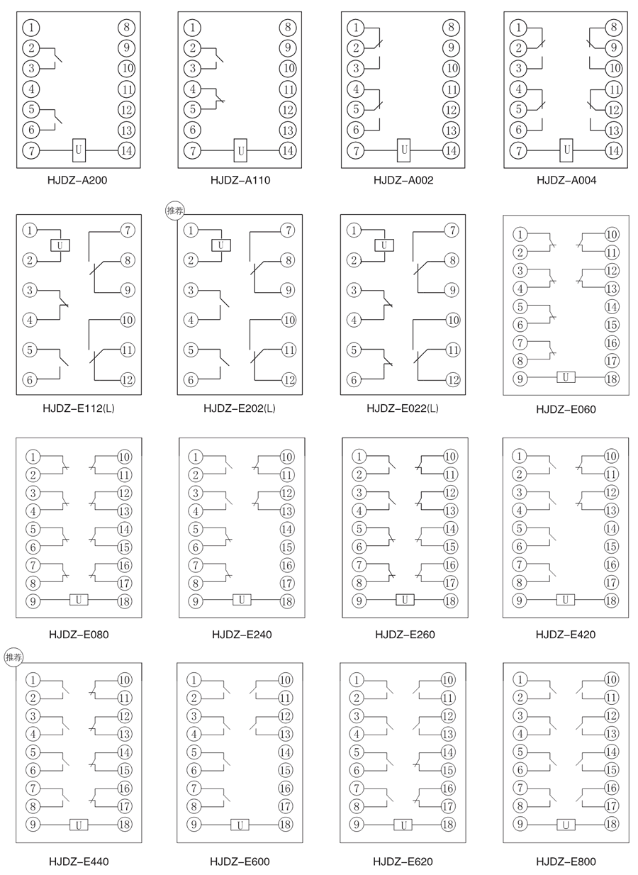 HJDZ-E112（L）中間繼電器內部接線圖